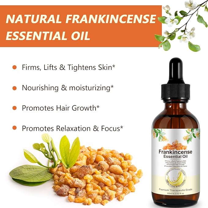 Premium Frankincense Essential Oil – 100% Pure & Natural, Therapeutic Grade for Skin, Face & Aromatherapy | Best Frankincense Oil for Face, Wrinkles & Scars | Deeply Nourishing