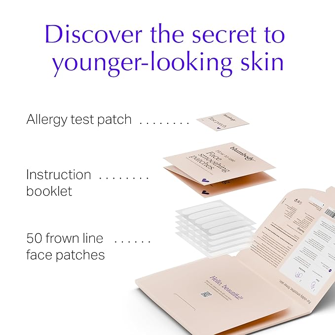 Blumbody Forehead Wrinkle Patches - Anti Wrinkle Facial Patches to Smooth Eyes & Forehead Wrinkles - Non-Silicone Face Tape for Fine Wrinkles between Eyes & Face - 50 Patches (Up to 60 day supply)