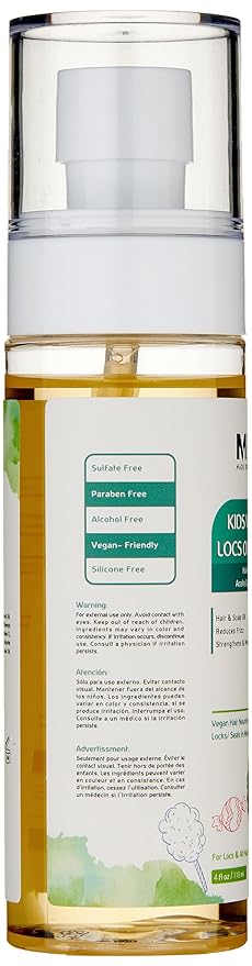 Made For Locs Kids Vegan Locs Oil Spray | Easily Seal Moisture In Your Locs| Lightweight | Cotton Candy Scent | 4 oz