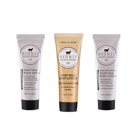 Dionis Goat Milk Skincare Body Care Set - Vanilla Bean Lotion, Body Lotion W/Retinol, Body Serum W/Collagen, Deep Hydration and Younger Skin