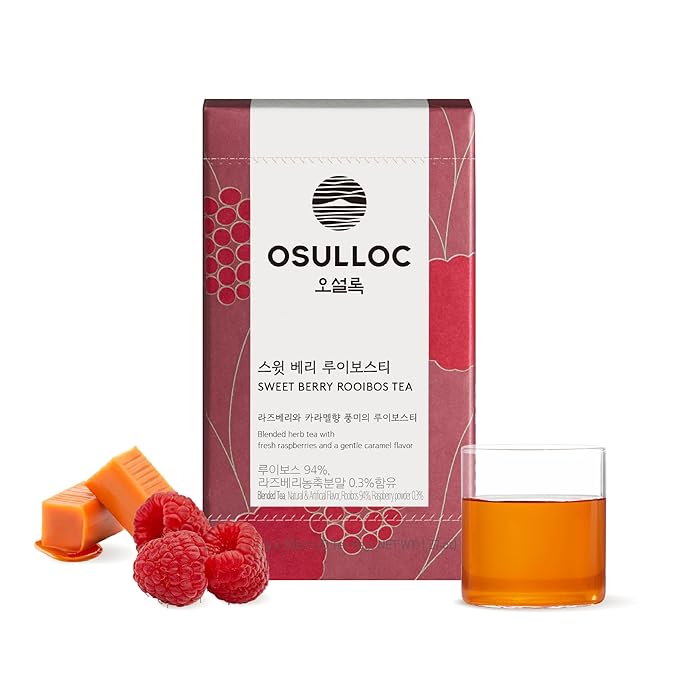OSULLOC Sweet Berry Rooibos Tea, Herbal & Fruit Tea Blend, Premium Blended Tea from Jeju, Tea Bag Series 20 count, 1.06 oz, 30g