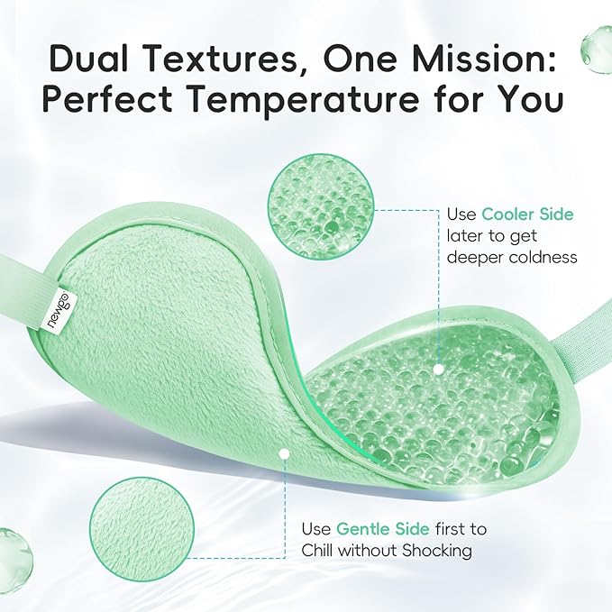 NEWGO Cooling Eye Mask for Puffy Eyes, Cold Eye Mask Eye Ice Pack for After Eyes Surgery, Tension Stress Relief, Itchy Eyes, Headaches, Dark Circles - Green