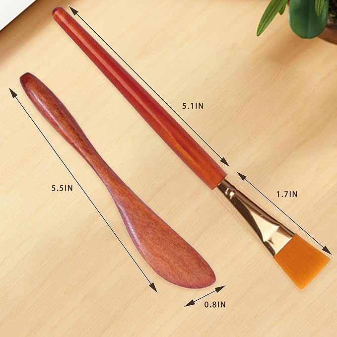 Skincare Face Mask Mixing Bowl Set,Makeup Skin Care Products for Clay Mask,Home DIY Beauty & Personal Care Tools Kit Wood Bowl,Spatula,Spoon,Brush,Facial Headband,Wrist Washband