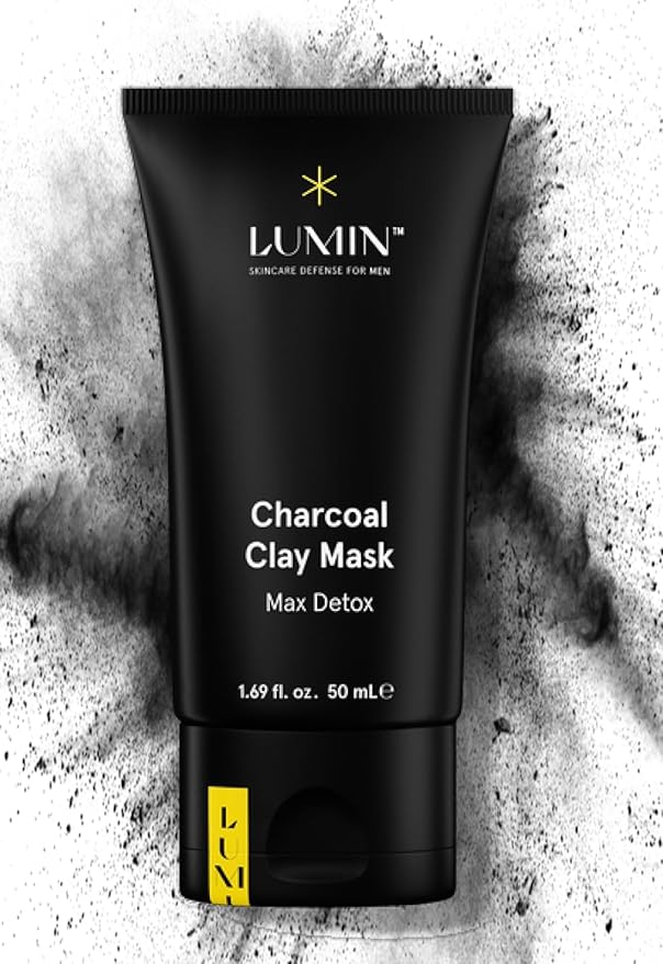 Lumin - Charcoal Clay Mask Max Detox for Men - Prevent Blackheads, Shrink Pore Appearance, Made with Kaolin and Bentonite Clay, Gentler Than Pore Strips, Suitable for All Skin Types, 50ml