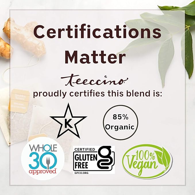 Teeccino Dandelion Caramel Nut Tea - Caffeine Free, Roasted Herbal Tea with Prebiotics, 3x More Herbs than Regular Tea Bags, Gluten Free - 50 Tagless Eco-Friendly Tea Bags