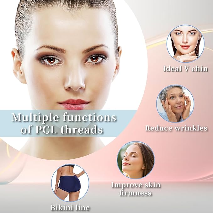 elves PCL Threads for Face Lift Mono Threads 30G38mm Pcl Smooth Threads Sharp Tip PCL Threads Mono 20Pcs Long-Lasting Skin Tightening Smoothing of Wrinkles