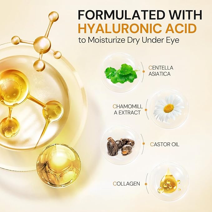 Under Eye Patches, 10 Pairs Gold Collagen Eye Gels Mask, Reduce Dark Circles, Wrinkles Puffy & Bags, Anti-aging Moisturizing Eye Mask by KUTDEP