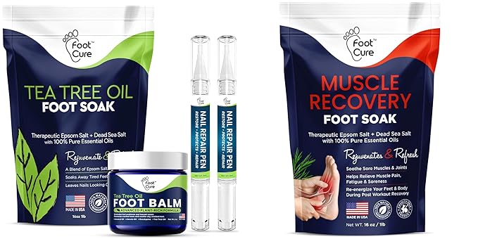 Toenail Repair Pedicure Kit with Muscle Relief Foot Soak with Epsom Salts - All Natural Salts for Post Workout Recovery - Softens Calluses - Soothes Sore Tired Feet