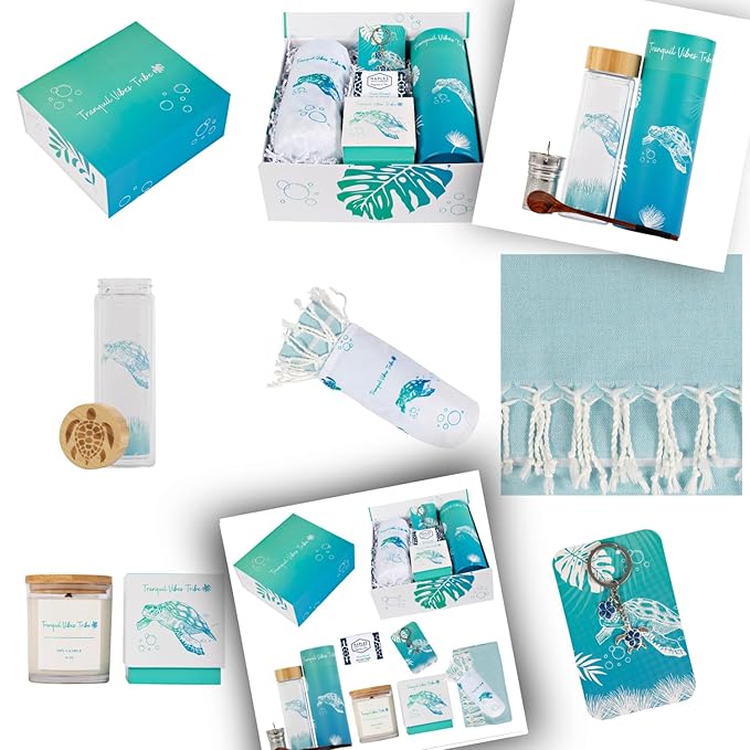 Birthday Bridesmaid Graduation 7 Piece Gift Set | Gifts for Women | Hand Picked Beautifully Packaged | Luxury Spa Gift Featuring Naples Soap Company | Tranquil Vibes Tribe™