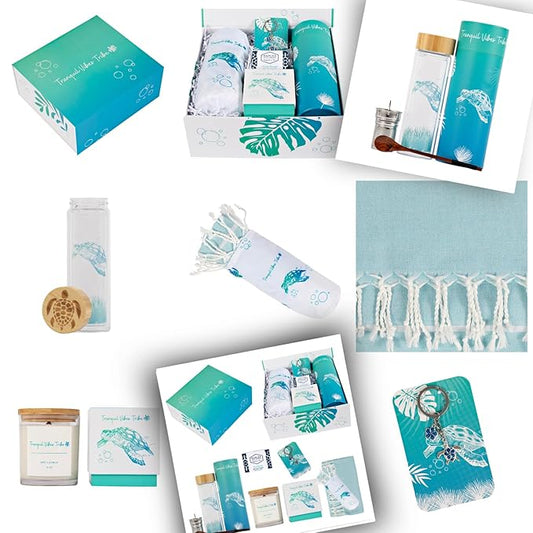 Birthday Bridesmaid Graduation 7 Piece Gift Set | Gifts for Women | Hand Picked Beautifully Packaged | Luxury Spa Gift Featuring Naples Soap Company | Tranquil Vibes Tribe™