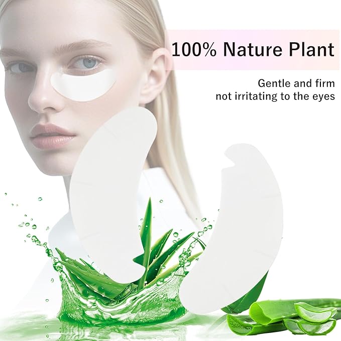 V-Shape Under Eye Pads, Eyelash Extension Natural Hydrogel Patch Lash Gel Pad for Extensions supplies, Professionals Beauty Makeup Mask Kit (Silver)