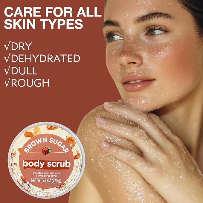 Brown Sugar Scrub, Sugar Scrub For Body, Exfoliating Body Scrub For Smooth And Moisturized Skin, Natural Gifts For Women, 9.52oz