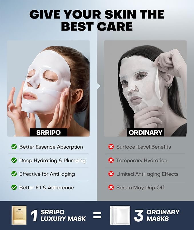 Radiant Glow Collagen Face Mask - Real Deep Overnight Face Masks Skincare with Hyaluronic Acid, Galactomyces Ferment & Vitamin E, Facial Mask for Hydrating, Firming, Plumping & Anti-Aging - 34g x 5ea