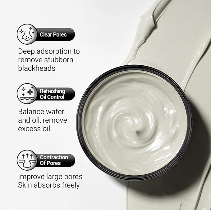 Deep Cleansing Mud Mask - Purifying Clay Facial Mask for Blackhead Removal, Pore Minimizer & Oil Control, Natural Exfoliating Detox Mask for Sensitive, Oily & Dry Skin, 10.58 Oz (300g)