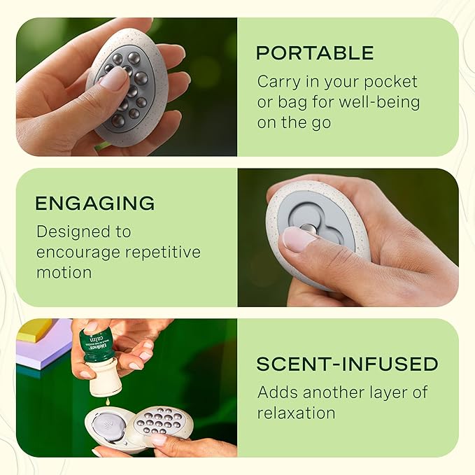 Lifelines Scent-Infused Grounding Stones, 2-Pack, Flow Pack - Portable Fidgets for Adults with Essential Oil Blend & Diffusion Stones for Sensory Immersion - Calming Waterless Passive Diffuser