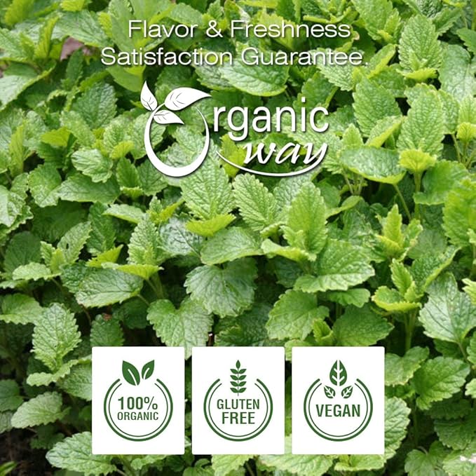 Organic Way Lemon Balm Leaf Whole (Melissa officinalis) - Herbal Tea | Organic & Kosher Certified | Vegan | Raw, Non GMO & Gluten Free | USDA Certified | Origin - Albania (1/2LBS / 8Oz)