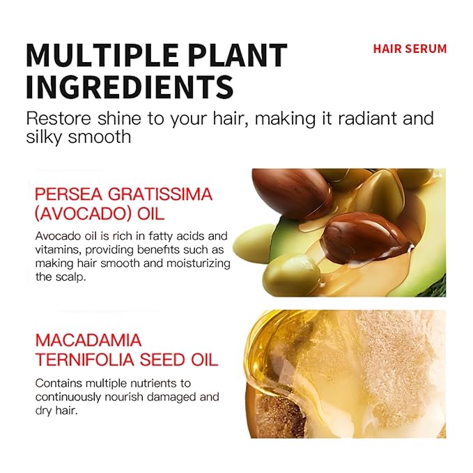 Hair Treatment Serum Capsules No-Rinse Capsules with Moroccan Argan & Macadamia Oils, Avocado and Vitamins A, C, E, B5 - Moisturize, Nourish, Smooth and Repair Hair (1pcs)