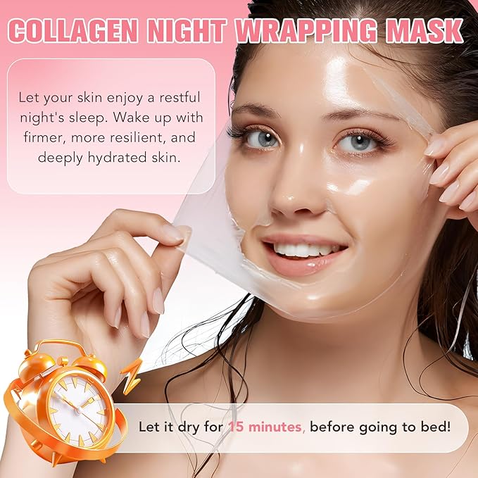 Collagen Night Wrapping Mask Peel-Off Overnight Collagen Face Mask (TWO PACK)