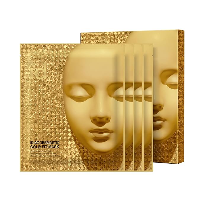 Dermastic Gold Fit Mask | Rejuvenating Facial Masks | Hydrating, Toning & Firming Facial Mask | Helps Enhance Skin Elasticity | Made in Korea - 4 Packs