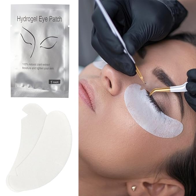 100 Pair V Shape Under Eye Gel Pads Hydrogel Eye Patches For Eyelash Extension, Lint Free Under Hydrogel Eye Mask Pads Lash Extension Supplies(Silver)