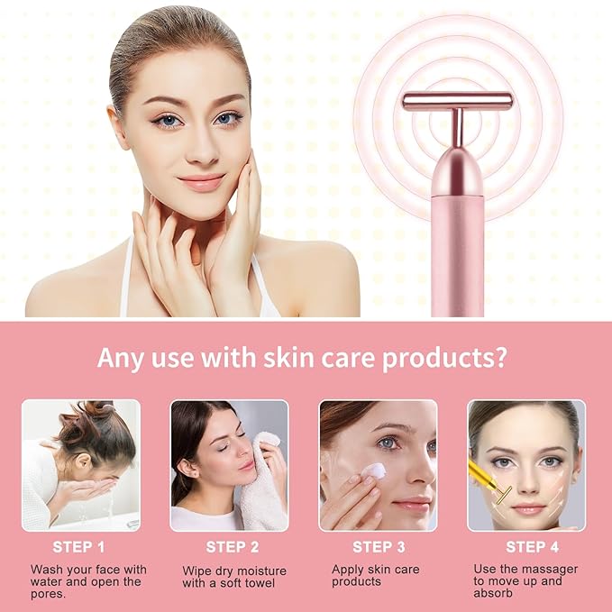 Face Massage Tool Electri Facial Lifting Toning Sculpting Device T Shape Beauty Bar Mini Microcurrent Vibration Massager Wand Face Neck Skin Care Reduce Puffiness Improve Wrinkles Anti Aging Device