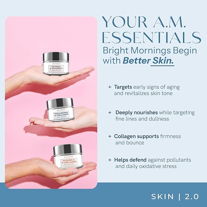Skin 2.0-3 Day Creams Value Set - Dermatologist Tested, Hydrating - Anti-Aging, Clean Beauty, Natural Ingredients, Cruelty-Free Korean Skincare for All Skin Types (3-Pack)
