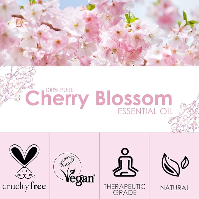 Cherry Blossom Essential Oil 120ml (4 Fl Oz), SALKING Pure & Natural Fragrance Oils, Aromatherapy Essential Oils for Diffuser, Massage, Soap, Candle Making, Perfume