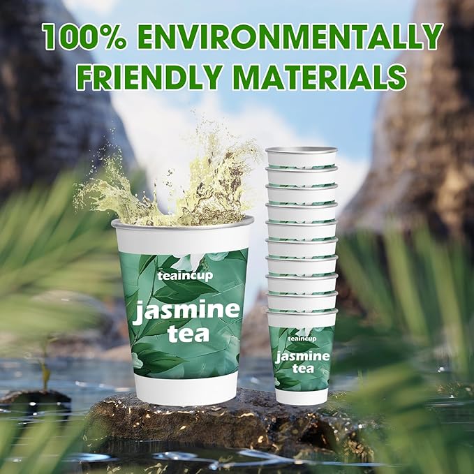 Organic Tea Sampler – 10 Eco-Friendly Tea Cups for Hot or Iced Teas, Premium Loose Leaf Teas Variety Pack – Jasmine, Chamomile, Hibiscus, Lemon Balm, Green Tea