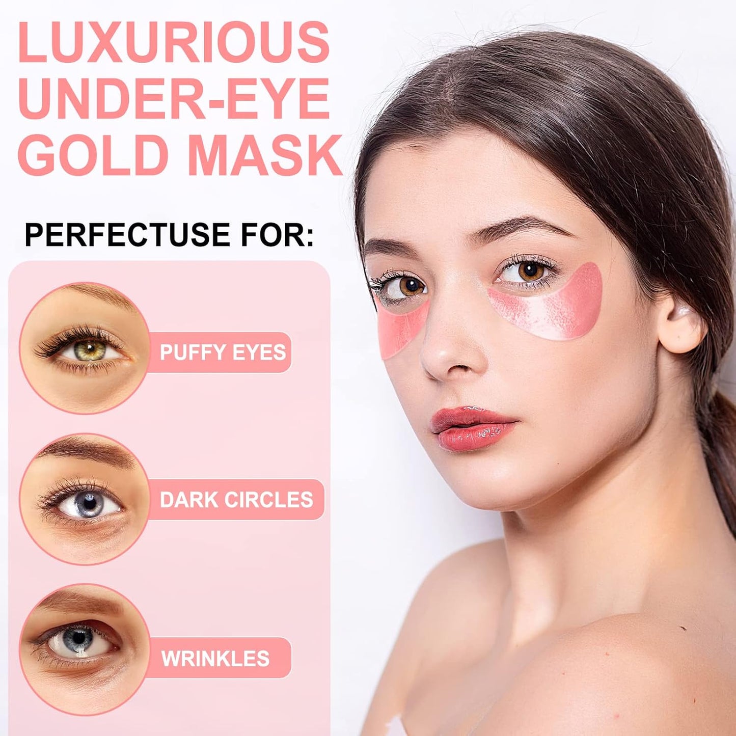 Eye Mask-30 Pairs Rose Under Eye Patches Skin Care Products,Eye Masks Skincare for Dark Circles and Puffiness, Reduce Wrinkles, Eye Bags and Fine Lines, for Women and Man