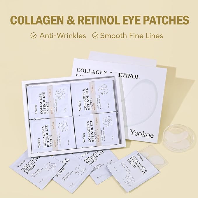 Under Eye Patches for Dark Circles,Puffy Eyes,20 Pairs Face Masks SkinCare With Collagen and Retinol for Anti wrinkles Smooth Fine Lines
