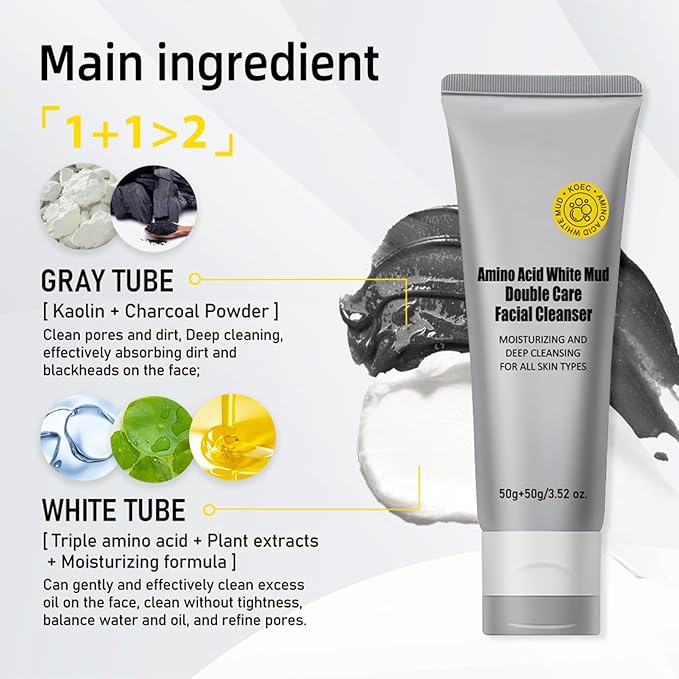 Travel Size Korean Skincare Set, Korean Skin Care Set with Vitamin C Facial Serum, Snail Mucin 92% Moisturizer, Amino Acid White Mud Cleanser, Facial Kit for Women/Teen Hydrating & Plump Skin - 3Pcs