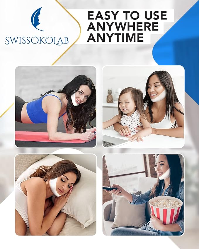 SWISSÖKOLAB Double Chin Reducer V Line Lifting Mask Face Slimming + Under Eye Patches For Puffy Eyes 24k Gold Eye Mask For Dark Circles And Puffiness Collagen Eye Gel Pads