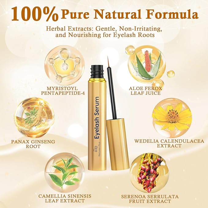 Premium Eyelash Growth Serum: Advanced Vegan Formula for Longer Thicker Lashes – Natural Safe Ingredients in 3ML