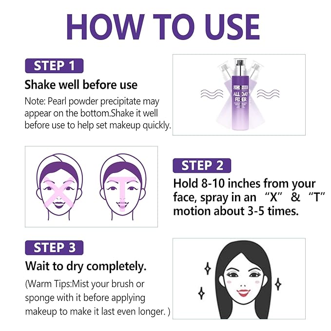 Long Lasting Makeup Setting Spray Kit- 6.76 Fl oz Hydrating Matte Finish Mist Lightweight Face Make up Fixer +Travel Size Spray Bottle+Sponge Puff Makeup Set