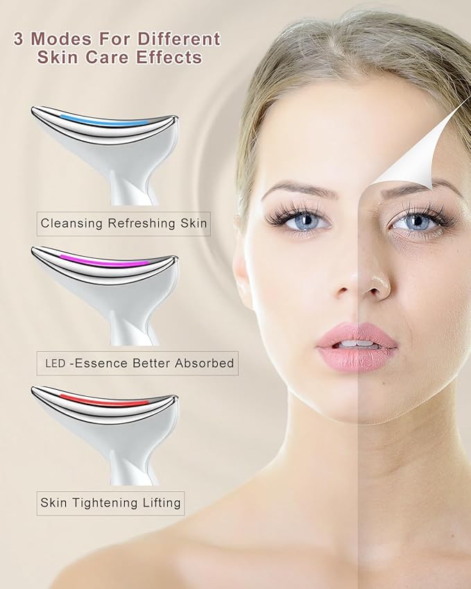 Face and Neck Massger for Skin Care Electric Face Neck Lifting Massager with 45℃ Heat & 3 Massage Modes for Wrinkles Facial Neck Massager (WHITE)