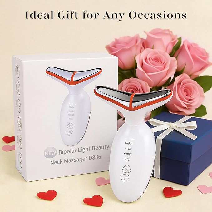 GUGUG 7 Color Multi-Function Face Massager for Face, Neck, Arms and Legs with Heat, Vibration and Relaxing Facial Massager - White