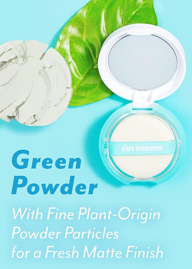 I'm Meme Compact - Oil Cut Pact, 0.34 Oz + NOONI Korean Cleansing Oil - Snow Aqua 0 LHA Toning Pore Care Korean Facial Oil Cleanser, 6.76 fl.oz Bundle