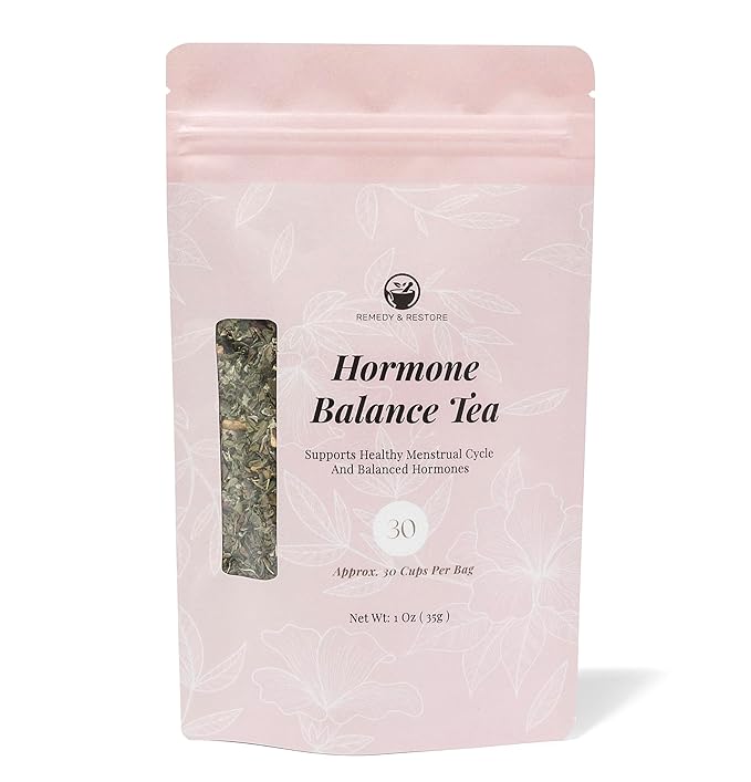 Remedy & Restore Herbal Tea for Hormone Balance - Natural Menstrual Cycle Support, Spearmint Flavor, Loose Leaves, 1 Count
