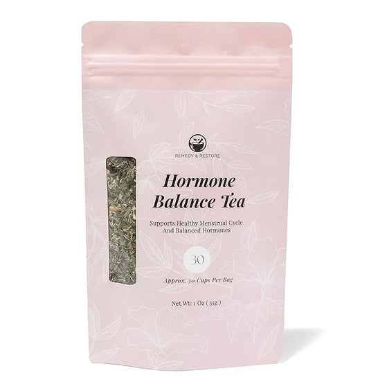 Remedy & Restore Herbal Tea for Hormone Balance - Natural Menstrual Cycle Support, Spearmint Flavor, Loose Leaves, 1 Count