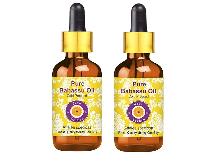 dève herbes Pure Babassu Oil (Attalea speciosa) with Glass Dropper Cold Pressed (Pack of Two) 100ml X 2 (6.76 oz)