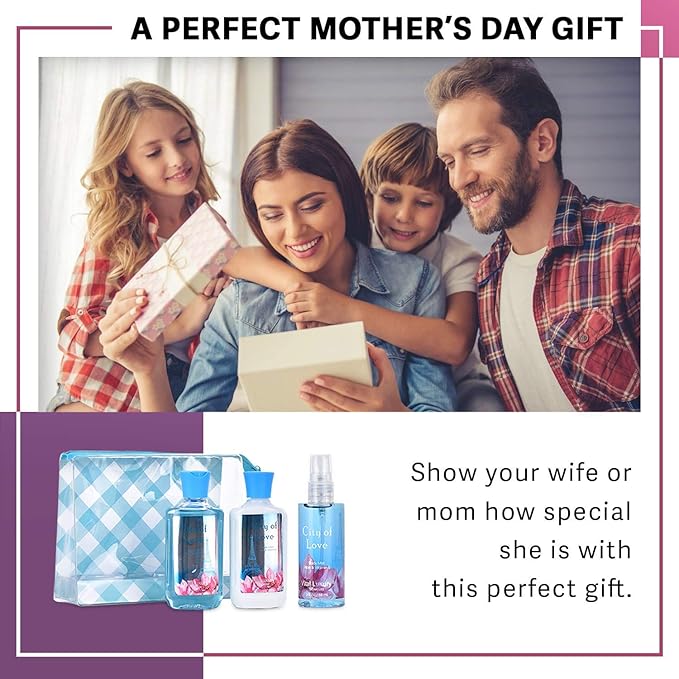 Bath & Body Care Travel Set - Home Spa Set with Body Lotion, Shower Gel and Fragrance Mist, Personal Body Care Travel Set (City of Love)