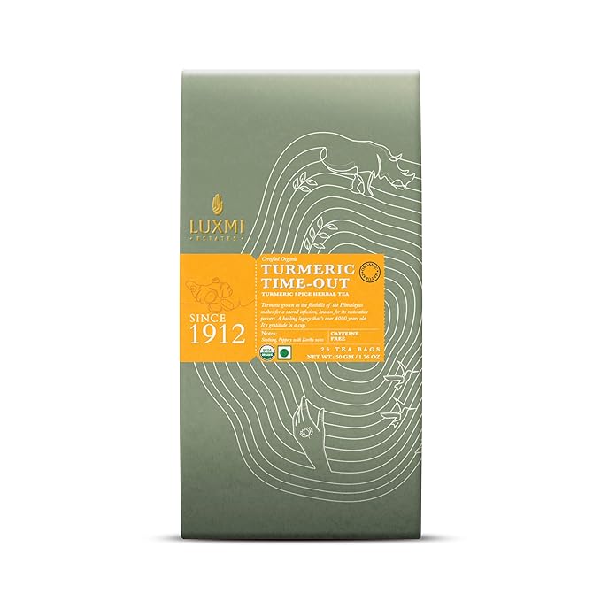 Luxmi Estates Turmeric Time-Out Herbal Tea 25 Tea Bags (50g) Pack