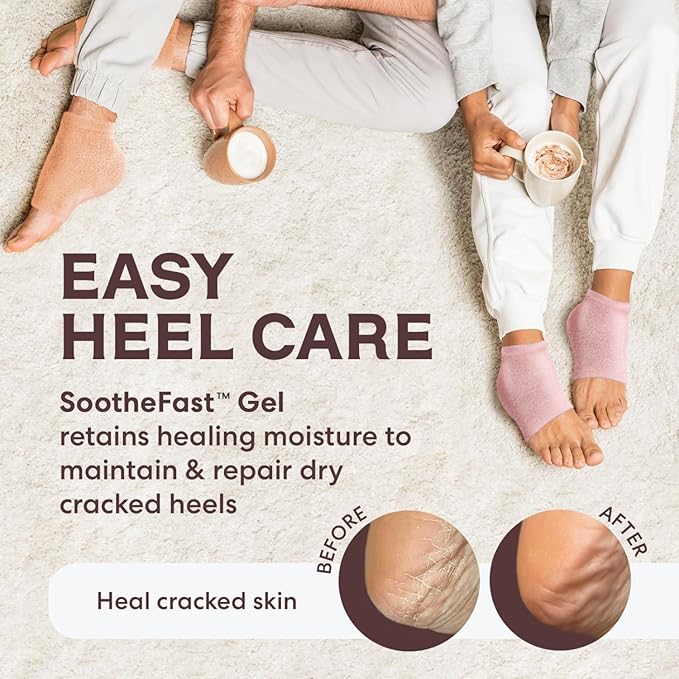 Dr. Frederick's Original Moisturizing Fuzzy Heel Socks - 2 Pairs - Cozy Gel-Lined Sleep Socks for Women & Men - Soothes Dry, Cracked Feet - Heel Repair - Peach Fuzz