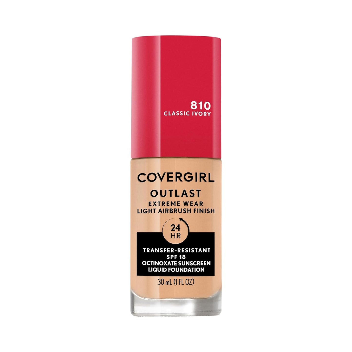Covergirl Outlast Extreme Wear 3-in-1 Full Coverage Liquid Foundation, SPF 18 Sunscreen, Classic Ivory, 1 Fl. Oz.