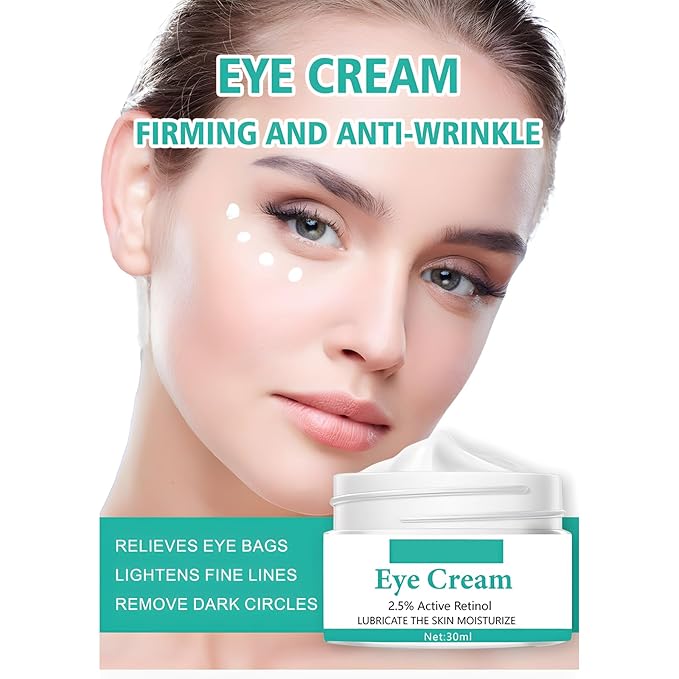 Caffeine Eye Cream, 2.5% Activity Retinol Eye Cream For Puffiness And Bags Under The Eyes Deep Moisturizing Anti-Wrinkle Aging Fine Line,1.05 Oz