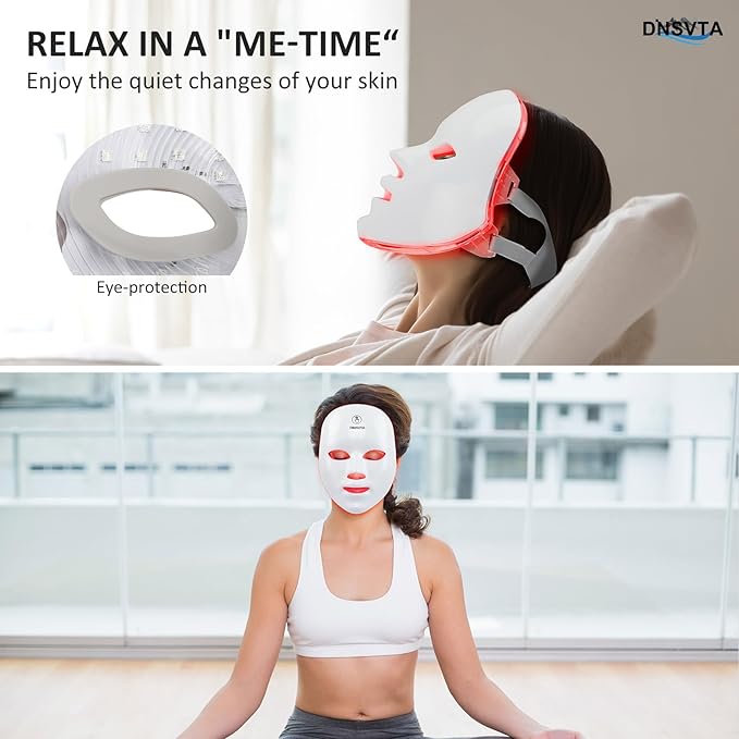 Red Light Therapy for Face, 7 Colors LED Red Blue Light Therapy Mask Cordless Rechargeable Portable Facial Skin Care Beauty Masks at Home Travel