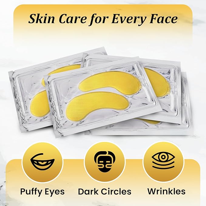 Beauty Golden Under Eye Patches (60 Pairs) - Under Eye Mask for Face Collagen Skin Care Products, Treatment for Dark Circles, Puffy Eyes, Refreshing, Revitalizing, Travel, Wrinkles