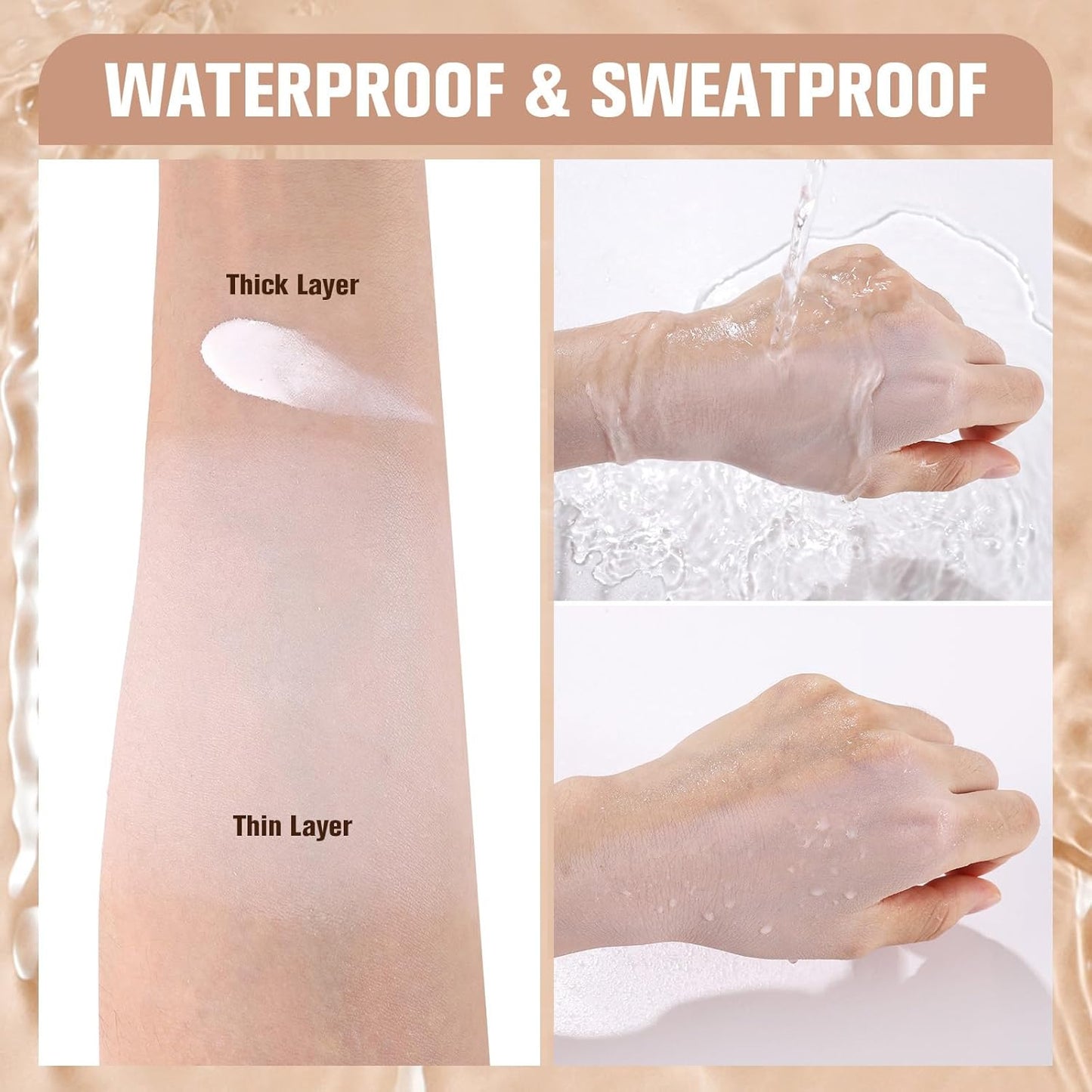 UCANBE White Liquid Foundation Makeup, Medium to Full Coverage Waterproof Longwear Serum Cream Foundation for Combination & Oily Mature Skin, Lightweight Hydrating & Nourishing, 1 fl. oz.