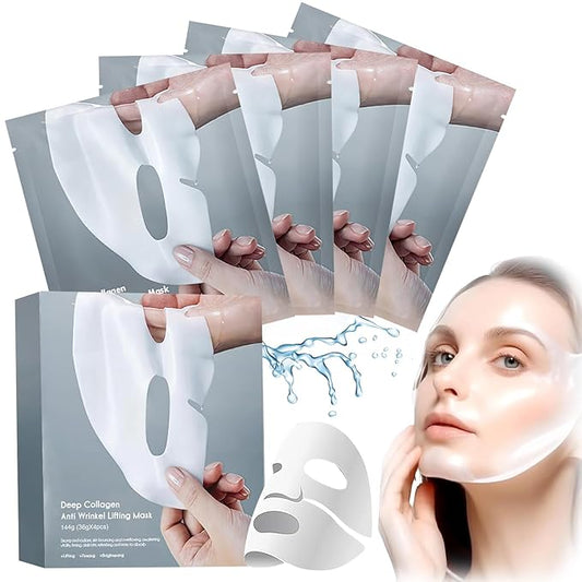 Deep Collagen Overnight Mask,Collagen Face Mask,Bio-Collagen Real Deep Mask,Korean Collagen Films Facial Hydrogel Mask,Deep Collagen Anti Wrinkle Firming Lifting Mask for Face(4pcs/1 Box)