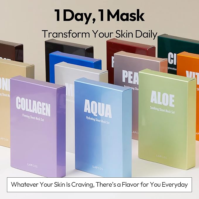 LAPCOS Milk Sheet Mask, Moisturizing Daily Face Mask to Replenish and Restore Dry Skin, Korean Beauty Favorite, 5-Pack